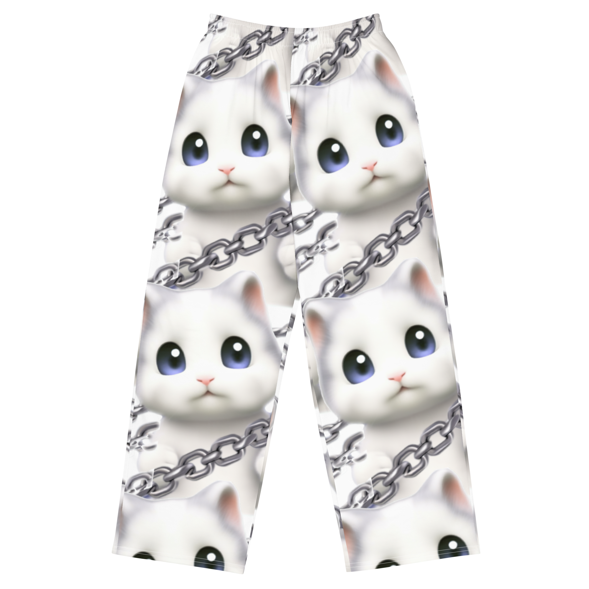 Women's Pants Waist Cat Print Pocket Long Length Pants - Temu
