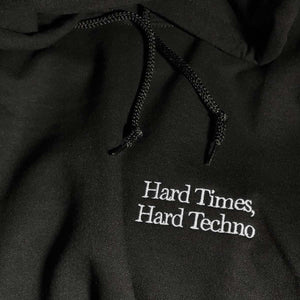 Hard Times, Hard Techno® Embroidered Hoodie (White Logo) 🚨 - Kikillo Club