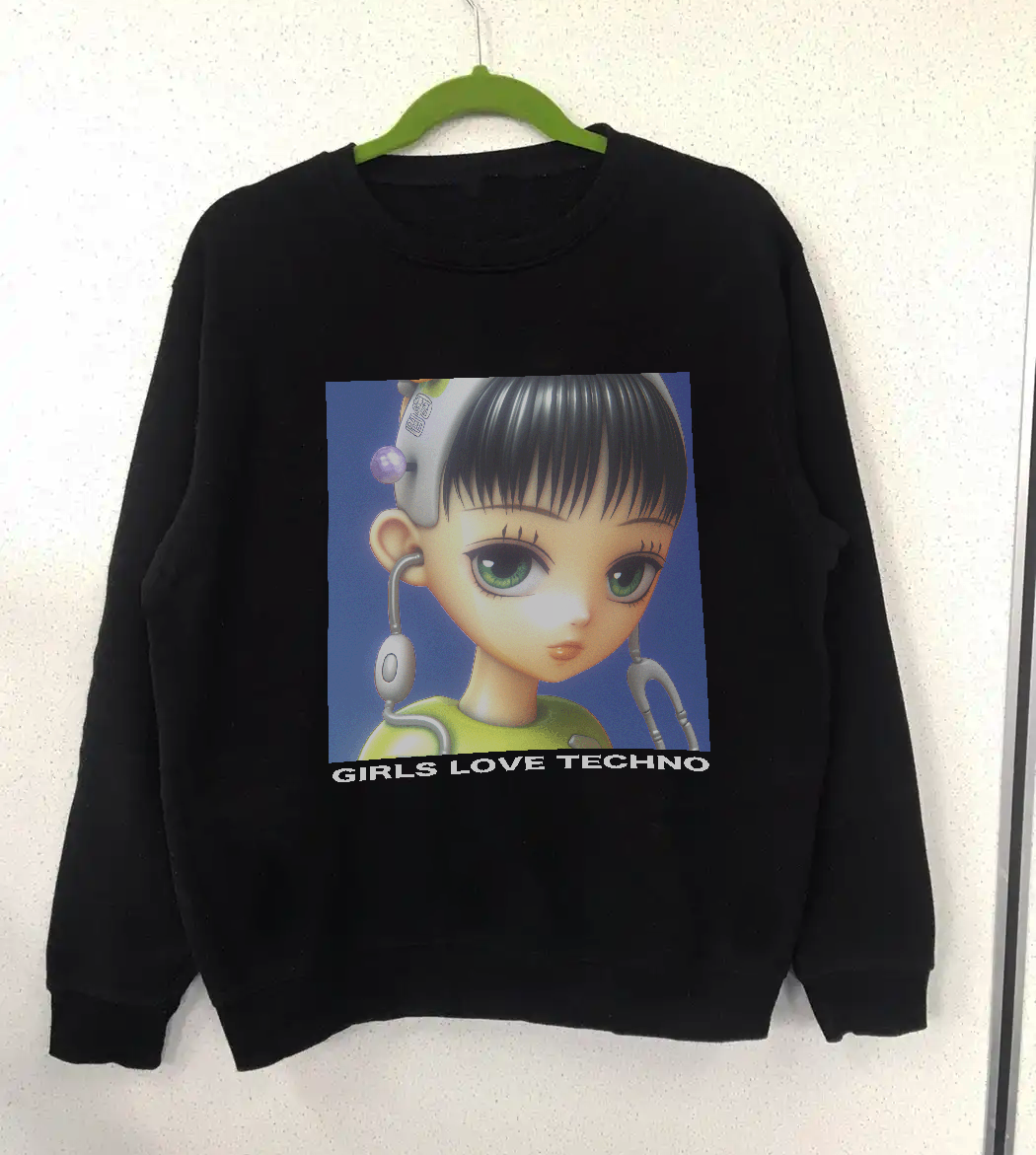 GIRLS LOVE TECHNO® Black Sweatshirt