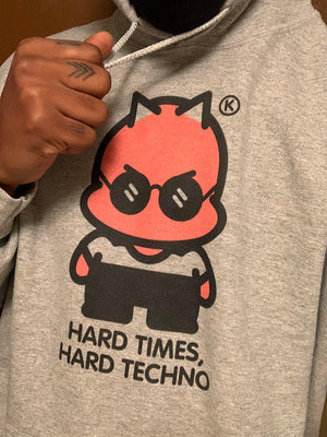 Hard Times, Hard Techno® Hoodie (GREY/BLACK) - Kikillo Club